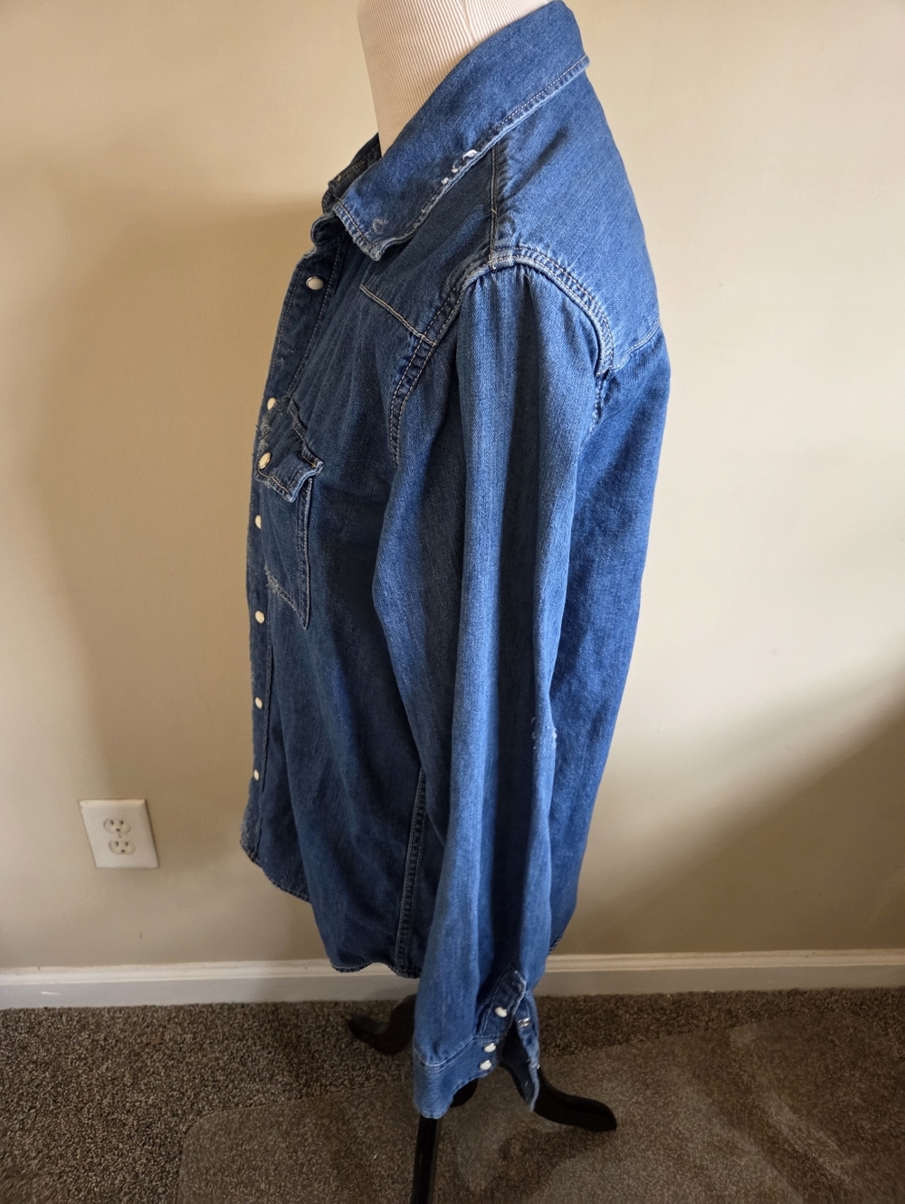 Zara Blue Denim Button-Down Shirt - Picture 13 of 15